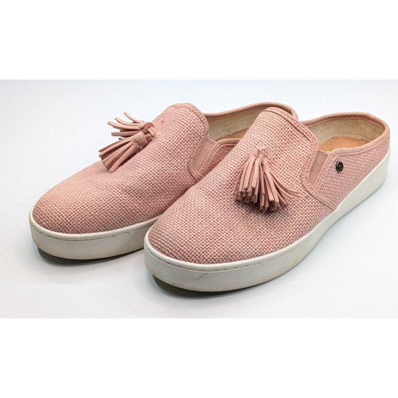 Spenco Orthotic Size Women's 9B Woven Pink Slides Slip-On Tassel Shoes - Picture 1 of 9